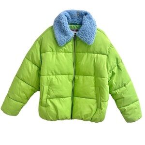 Urban Outfitters Vibrant Green and Blue Puffer Jacket